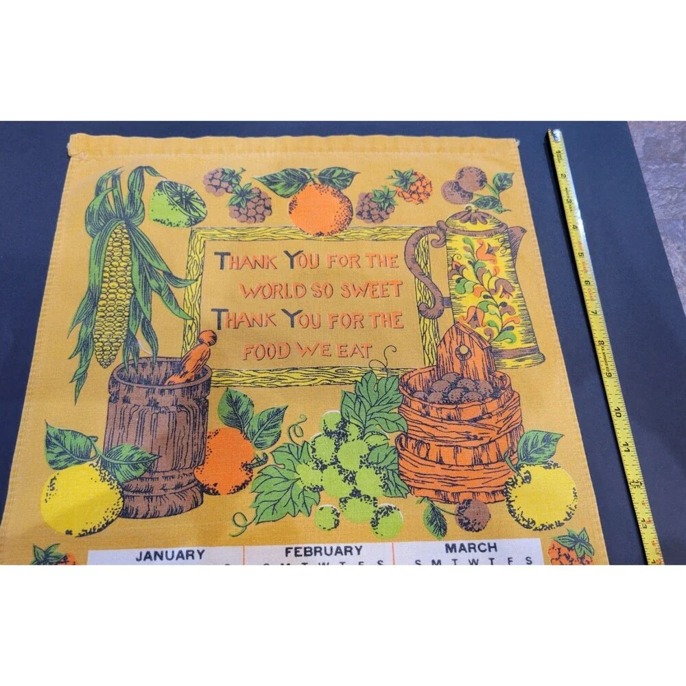 vintage 1977 calendar tea towel 